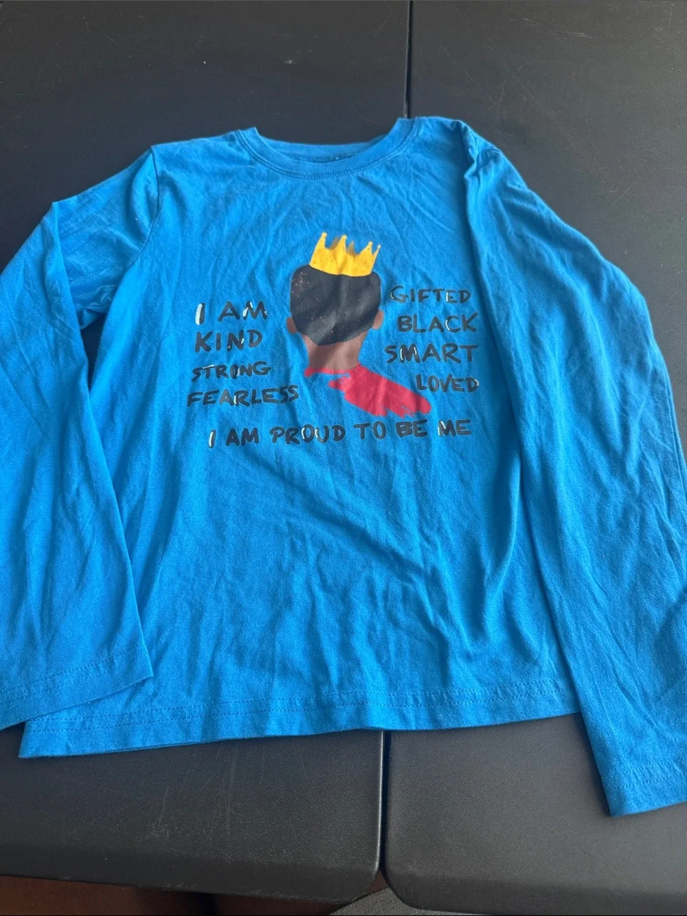 Kids Blue Long-Sleeve Graphic Shirt - I Am Proud To Be Me